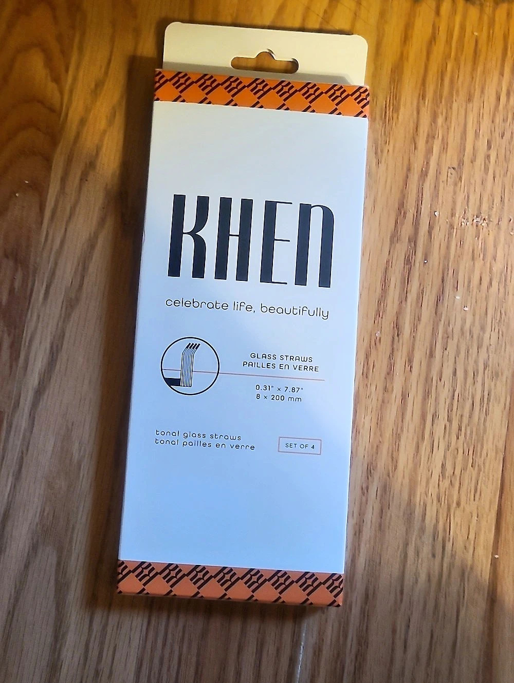 KHEN Glass Straws. Set Of 4 New In Box